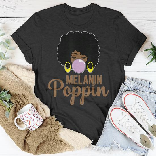 Melanin Poppin Black History Month For Women Girls V2T shirt Seseable UK