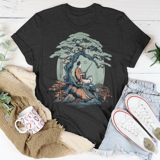 Relaxing Samurai Bonsai Tree Unisex T-Shirt | Mazezy
