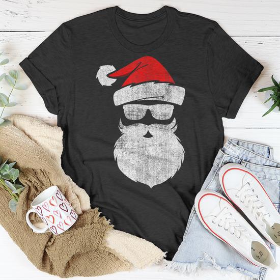 Santa Claus Face Sunglasses With Hat Beard Christmas V6 T shirt Thegiftio UK