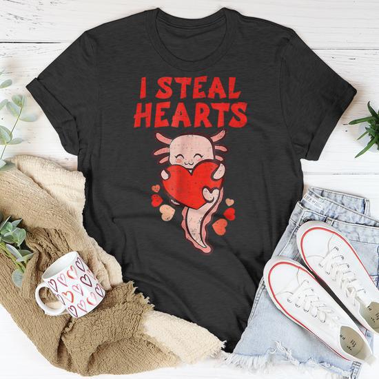 I Steal Hearts Axolotl Baby Boy Kids Valentines Day Toddler T Shirt Seseable CA