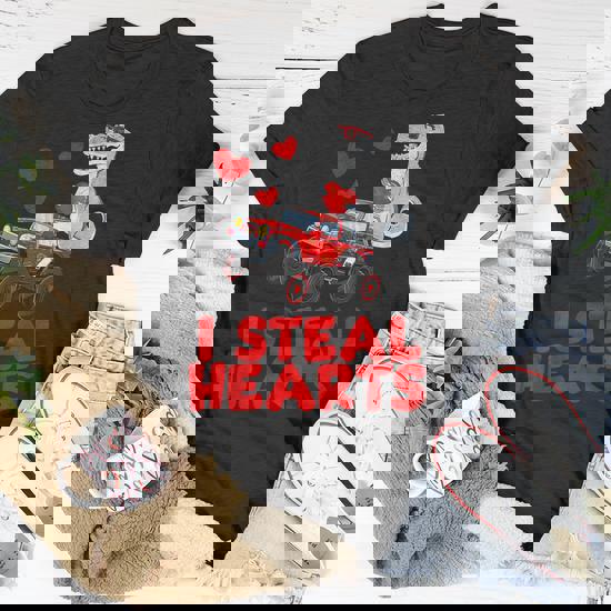 I Steal Hearts Valentine's Day Dinosaur Gift Shirt For Boy
