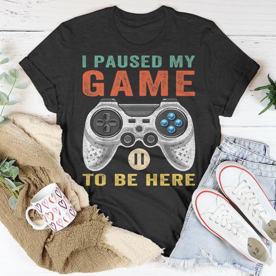 Gamer Shirt For Kids - 'I Paused My Game' Funny Youth Tee, Gaming Apparel Gift For Boys & Girls, Medium Green
