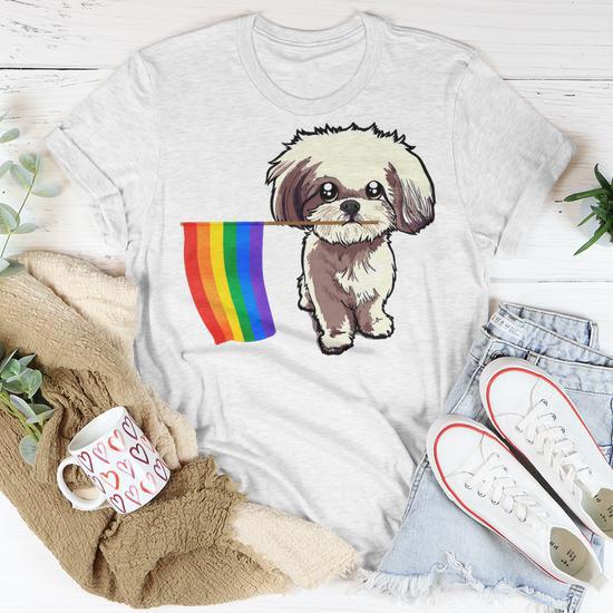 Gay Pride Flag Shih Tzu For Dogs Lovers Owners T shirt Thegiftio UK