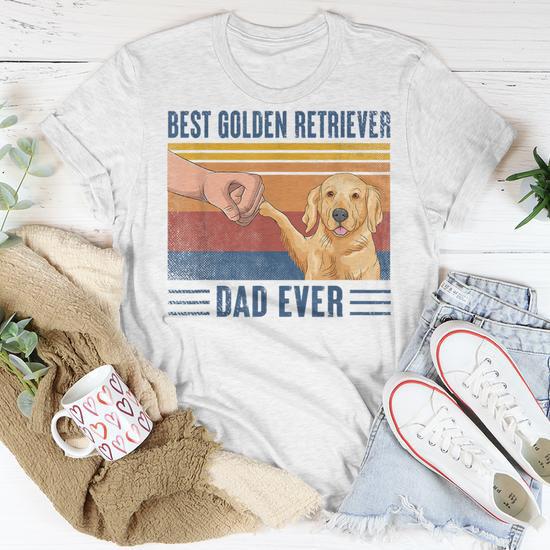 Vintage Best Golden Retriever Dad Ever Fist Bump Funny Dog Gift For Mens Unisex T Shirt Seseable UK