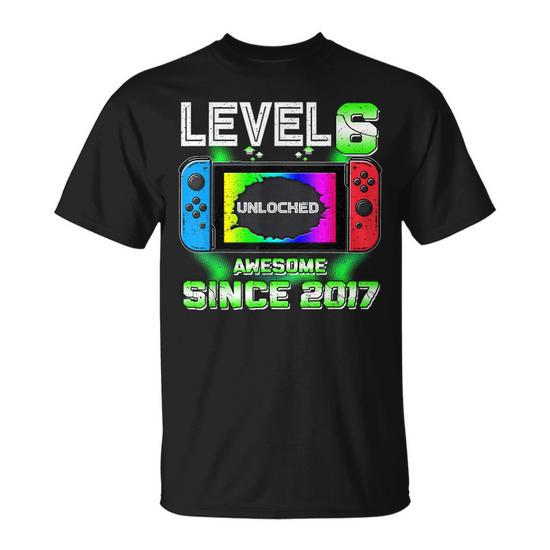 Level 6 Unlocked Awesome 2017 Video Game 6Th Birthday Boy Unisex T Shirt Mazezy