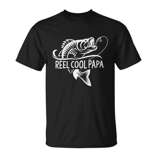 Reel Cool Pawpaw Fishing Dad Gifts Fathers Day Fisherman Mens Back Print T- shirt