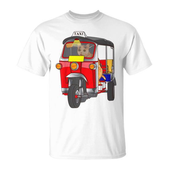 Cat Driving Tuk Tuk Rickshaw Thailand TaxiT shirt Seseable UK