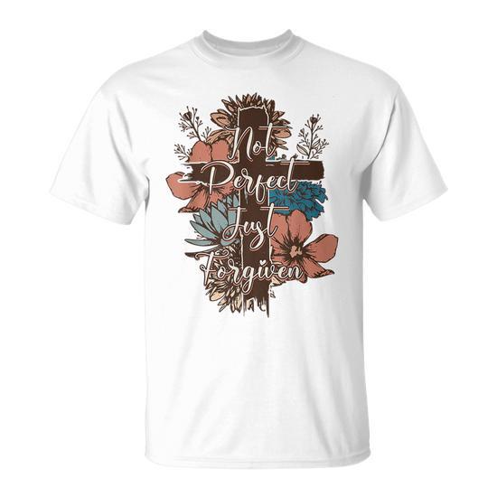 Not Perfect Just Forgiven Women's Religious T-Shirt – Faith-Based Graphic Tee, Short Sleeve, Round Neck, Soft Cotton/Polyester Blend - View #11
