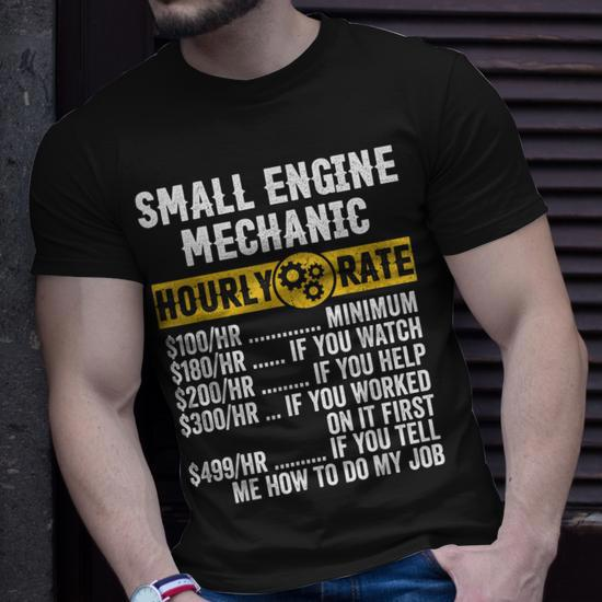Funny Vintage Small Engine Repair Mechanic Hourly Rate Gift For Mens Unisex  T-Shirt