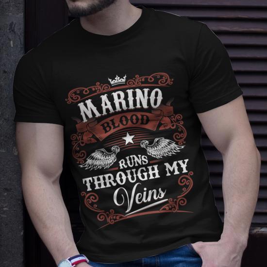 Marino Blood Runs Through My Veins Family Name Vintage Unisex T-Shirt, Family Gift
