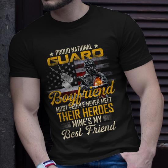 Proud National Guard Boyfriend Military Boyfriend T-Shirt - Seseable