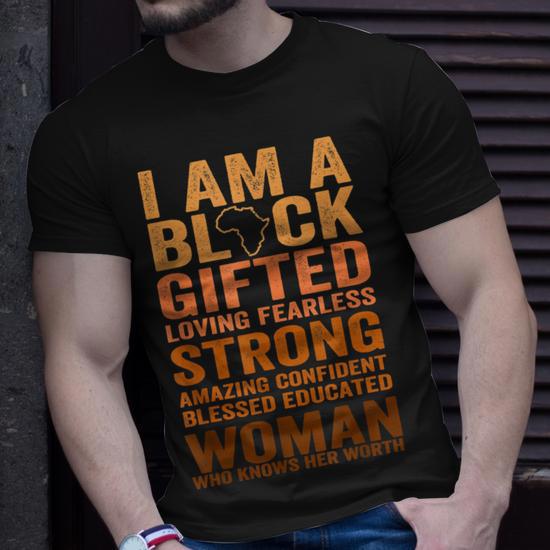 AMWIPE Black History Month T-Shirt For Women – 'I Am Black' Juneteenth & African American Pride Tee