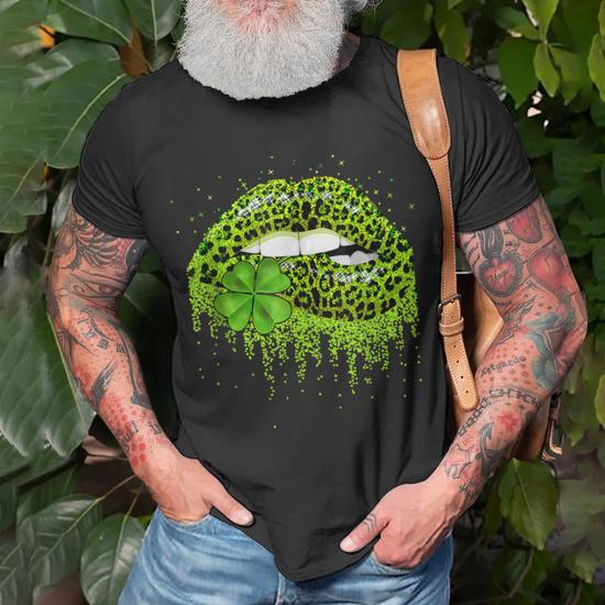 Green Lips Sexy Irish Leopard Shamrock St Patricks Day V2 T-Shirt - Seseable Green Lips Sexy Irish Leopard Shamrock St Patricks Day V2 T-Shirt - Seseable