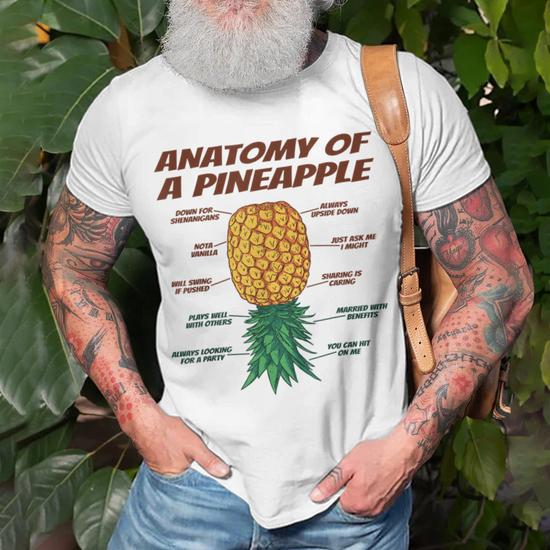 Upside Down Pineapple Shirt Swinger Pineapple Funny Graphic Men's T-Shirt  Black
