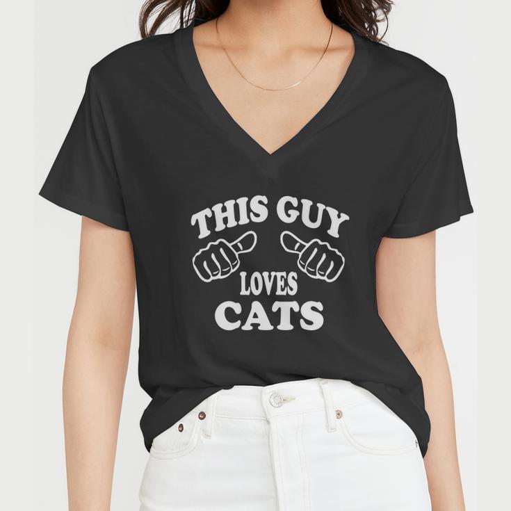 This Guy Loves Cats Women V-Neck T-Shirt