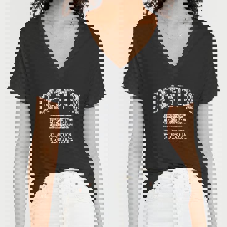 Destin Florida Fl Vintage Established Sports Design Women V-Neck T-Shirt