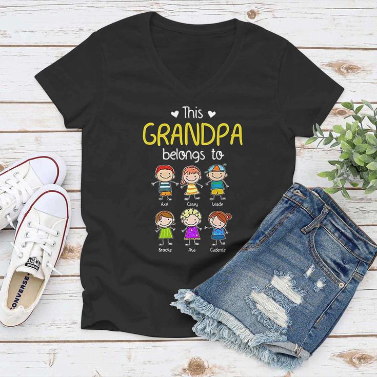 This Grandpa Belongs To Personalized Grandpa Women V-Neck T-Shirt