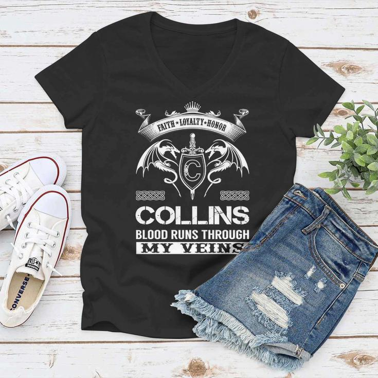 Collins Last Name Surname Tshirt Women V-Neck T-Shirt