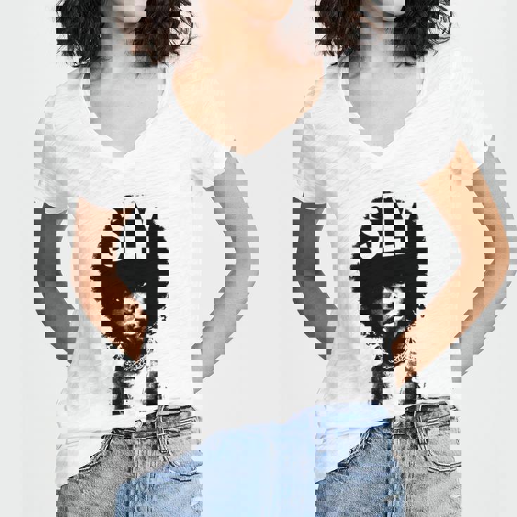 Sly Stone Portrait Tshirt Women V-Neck T-Shirt