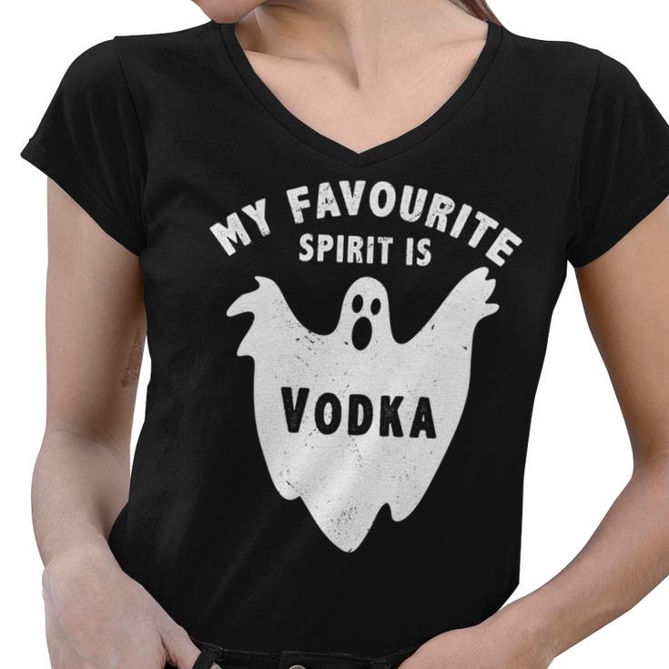 My Favorite Spirit Is Vodka Funny Halloween Vodka Drinker   V3 Women V-Neck T-Shirt
