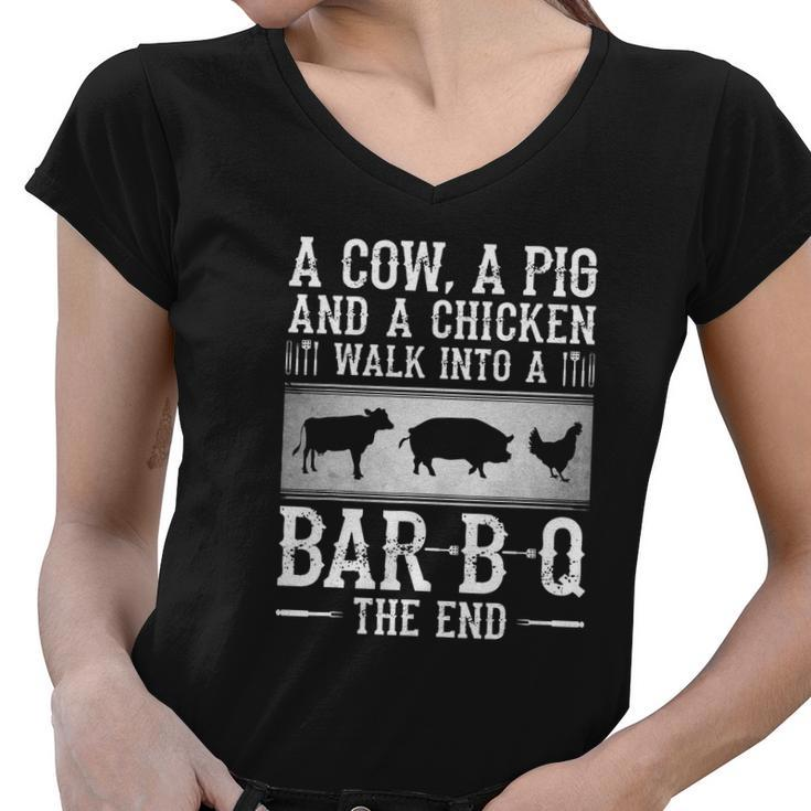 A Cow A Pig And A Chicken Women V-Neck T-Shirt