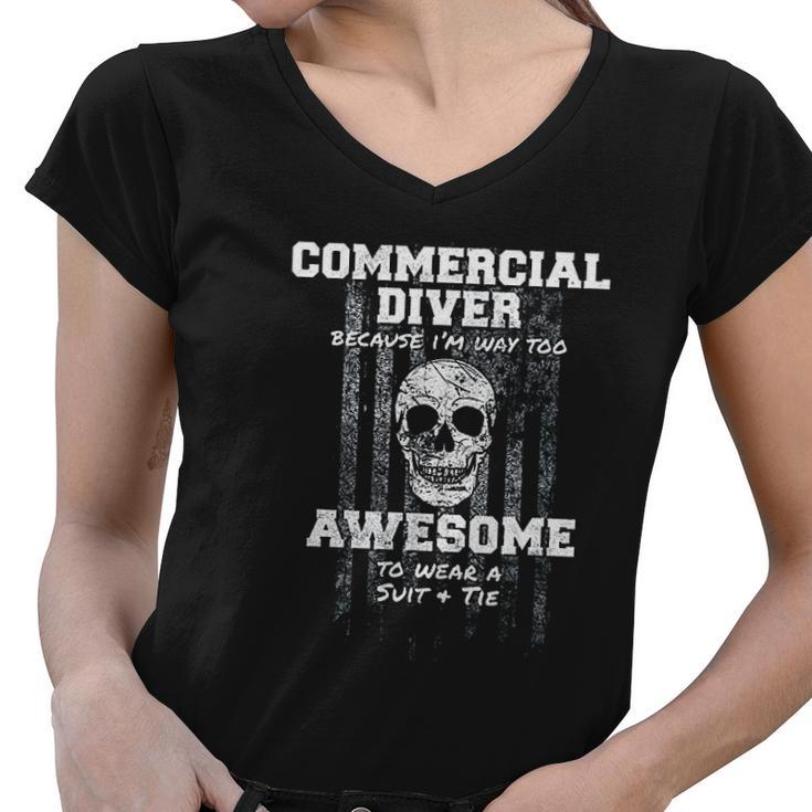 American Funny Commercial Diver Usa Diving Women V-Neck T-Shirt