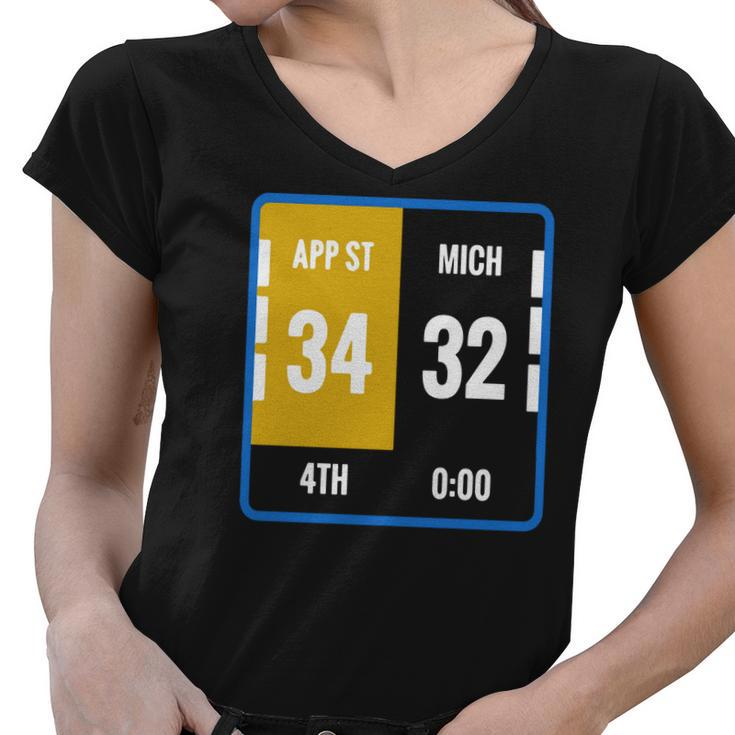 Appalachian Michigan Scoreboard Football Women V-Neck T-Shirt