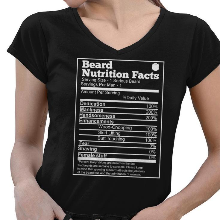 Beard Nutrition Fact Women V-Neck T-Shirt