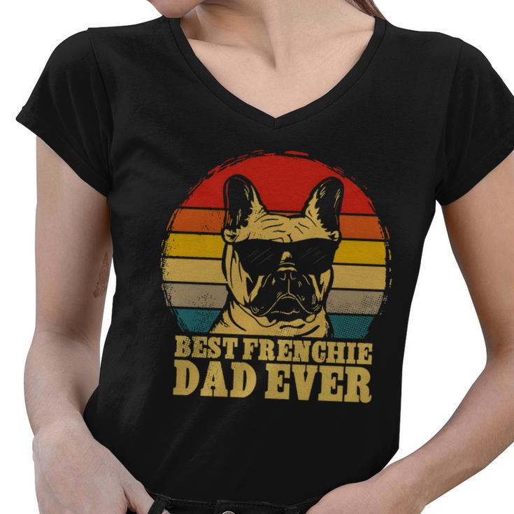 Best Frenchie Dad Ever Vintage Dog Women V-Neck T-Shirt
