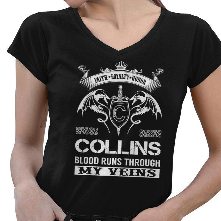 Collins Last Name Surname Tshirt Women V-Neck T-Shirt