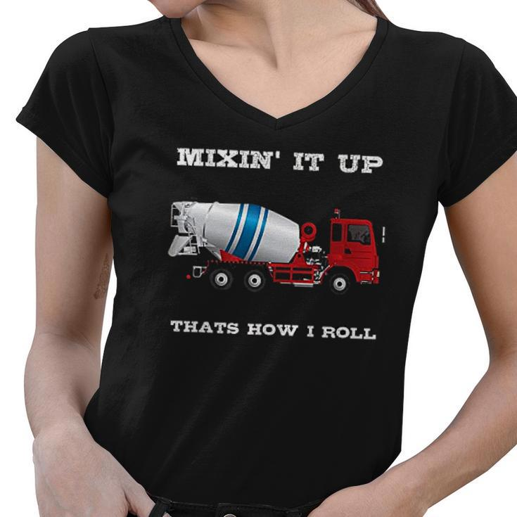 Concrete Truck Mixer Cement Construction Worker Contractor Women V-Neck T-Shirt