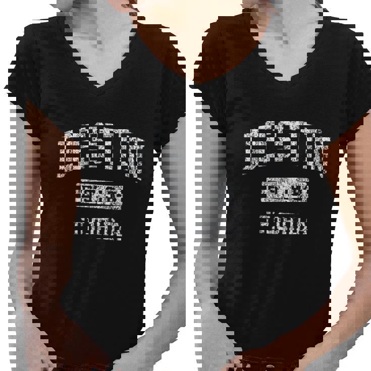 Destin Florida Fl Vintage Established Sports Design Women V-Neck T-Shirt