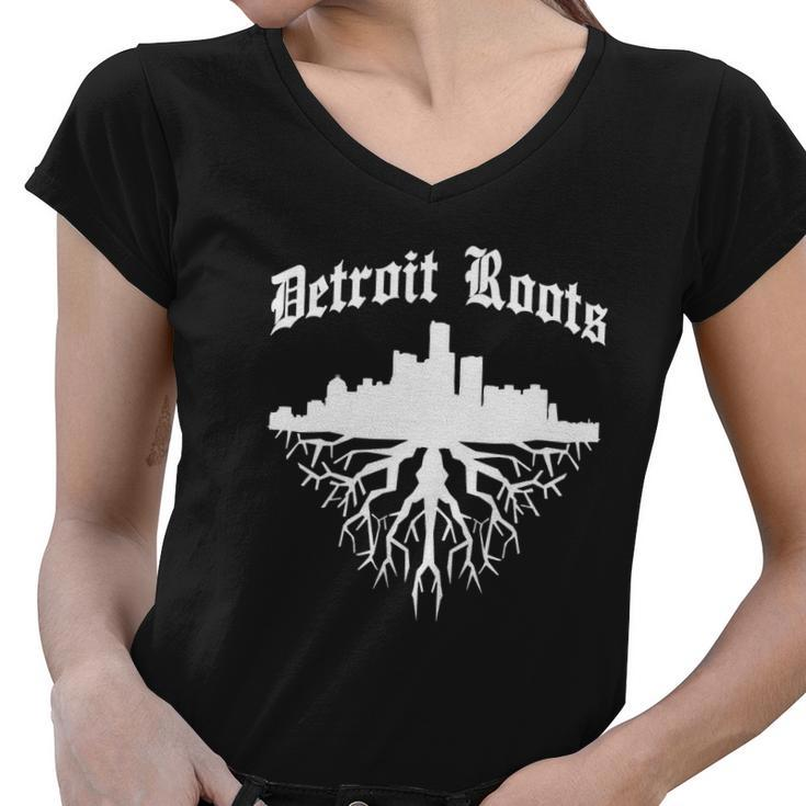 Detroit Roots Gift Women V-Neck T-Shirt