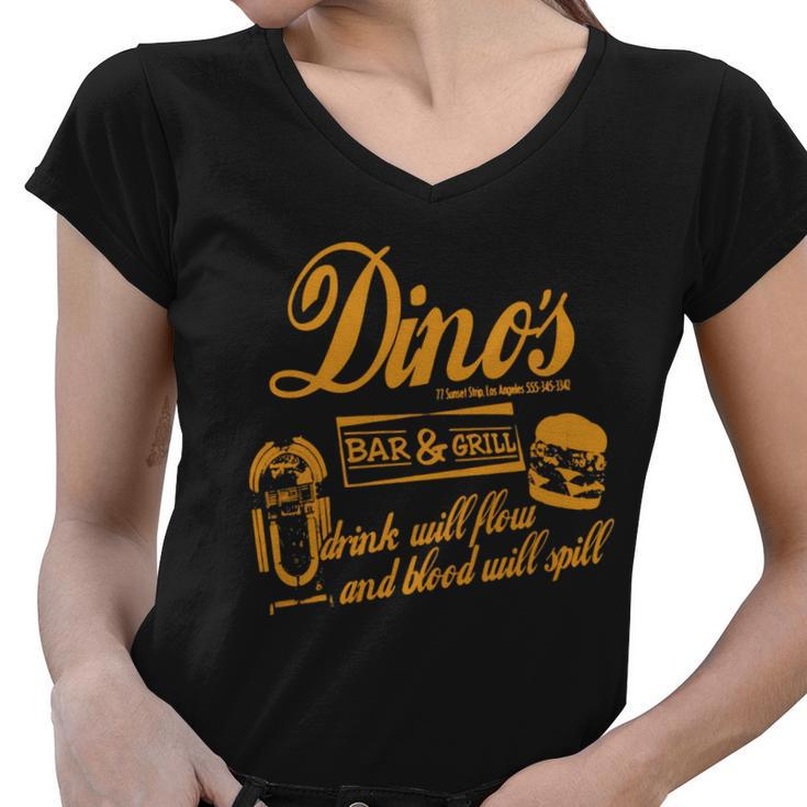 Dino Bar And Grill Women V-Neck T-Shirt