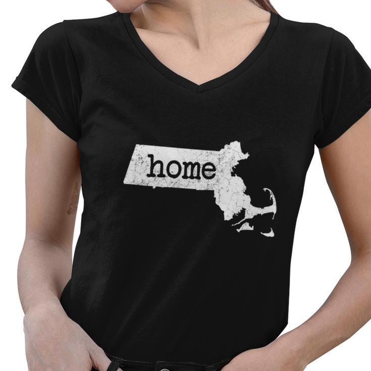 Distressed Massachusetts Home Shirt Massachusetts Shirt Women V-Neck T-Shirt