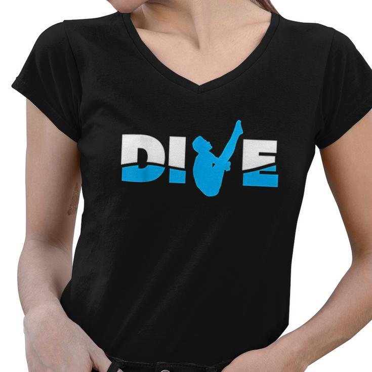 Dive Water Sports Platform Diver Springboard Diving Women V-Neck T-Shirt