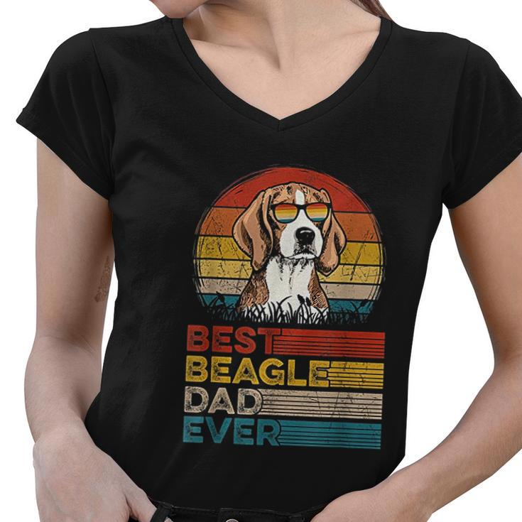Dog Vintage Best Beagle Dad Ever Gifts Lover Women V-Neck T-Shirt