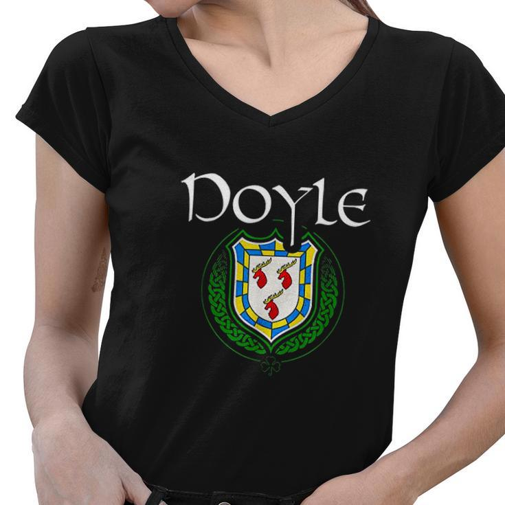 Doyle Surname Irish Last Name Doyle Family Crest Women V-Neck T-Shirt