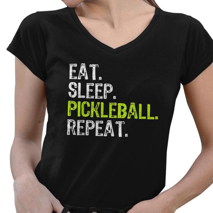 Eat Sleep Pickleball Repeat Player Funny Cool Gift Christmas Women V-Neck T-Shirt
