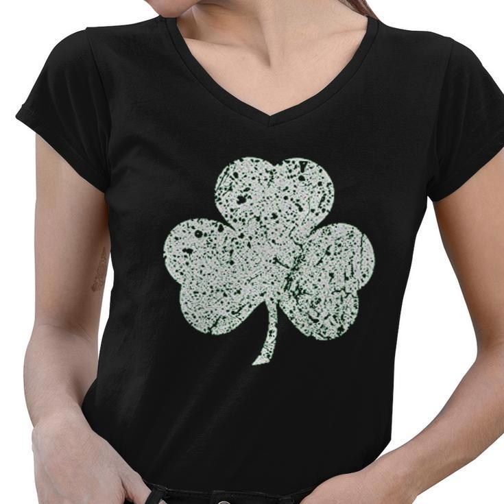 Faded Lucky Shamrock Clover St Patricks Day V2 Women V-Neck T-Shirt