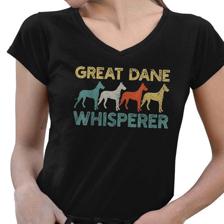 Great Dane Dog Retros Women V-Neck T-Shirt