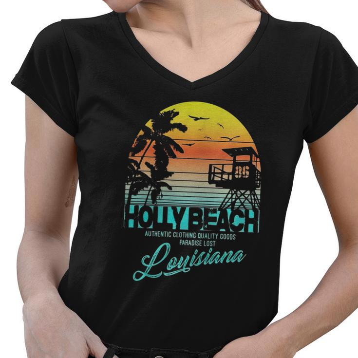 Holly Beach Louisiana Beach Shirt Women V-Neck T-Shirt
