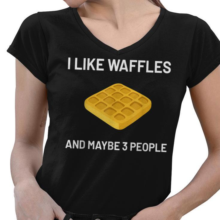 I Like Waffles Funny Belgian Waffles Lover Gift  V3 Women V-Neck T-Shirt