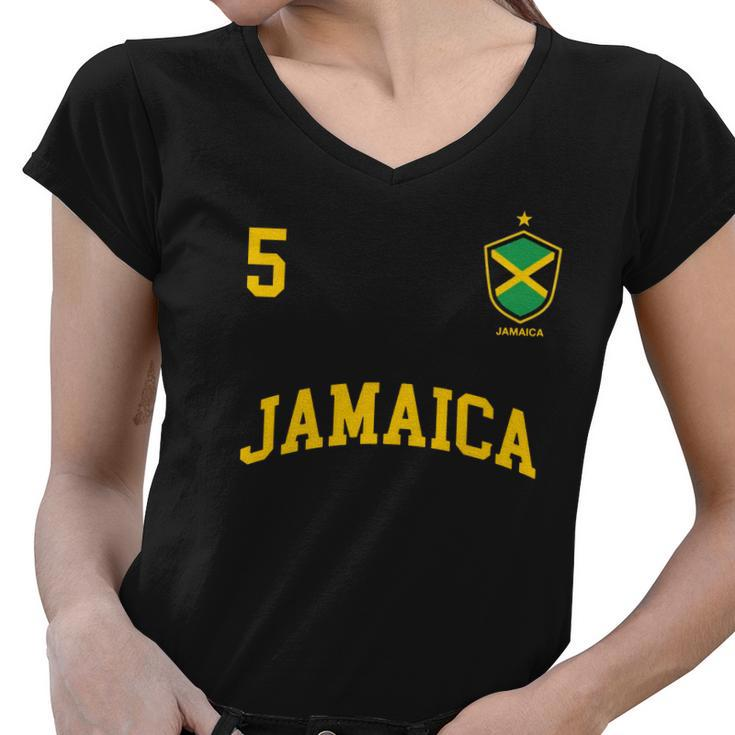 Jamaica Shirt Number 5 Soccer Team Sports Jamaican Flag Shirt Hoodie Tank Top Women V-Neck T-Shirt
