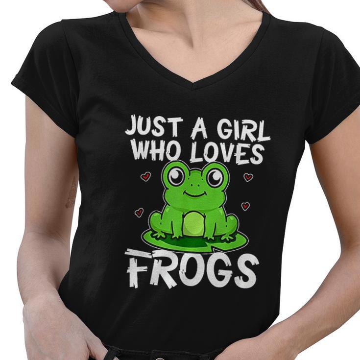 Just A Girl Who Loves Frogs Cute Green Frog Costume Women V-Neck T-Shirt