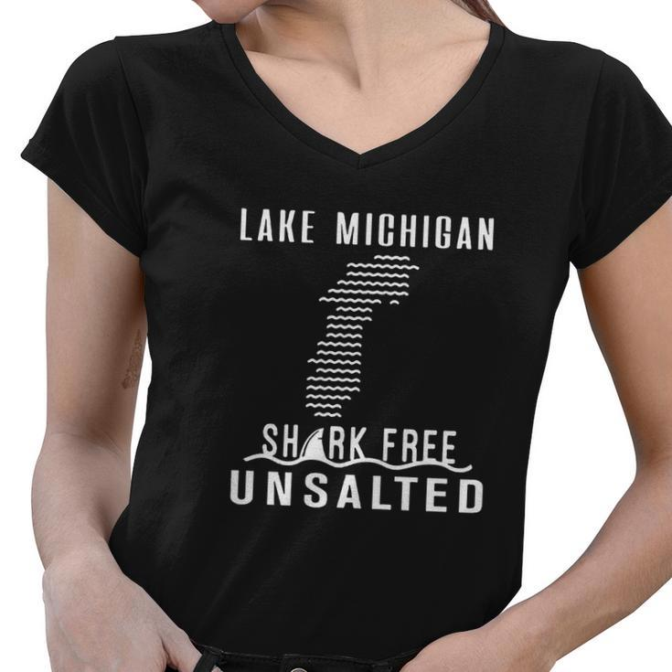 Lake Michigan Unsalted Shark Free V2 Women V-Neck T-Shirt