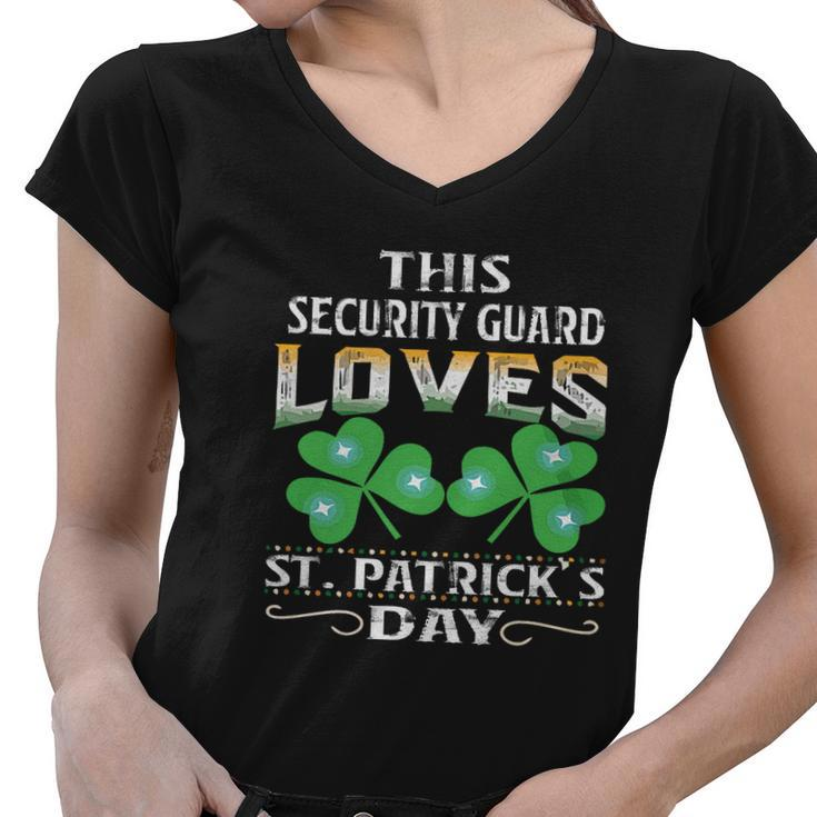 Lucky Shamrock This Security Guard Loves St Patricks Day Funny Job Title Women V-Neck T-Shirt