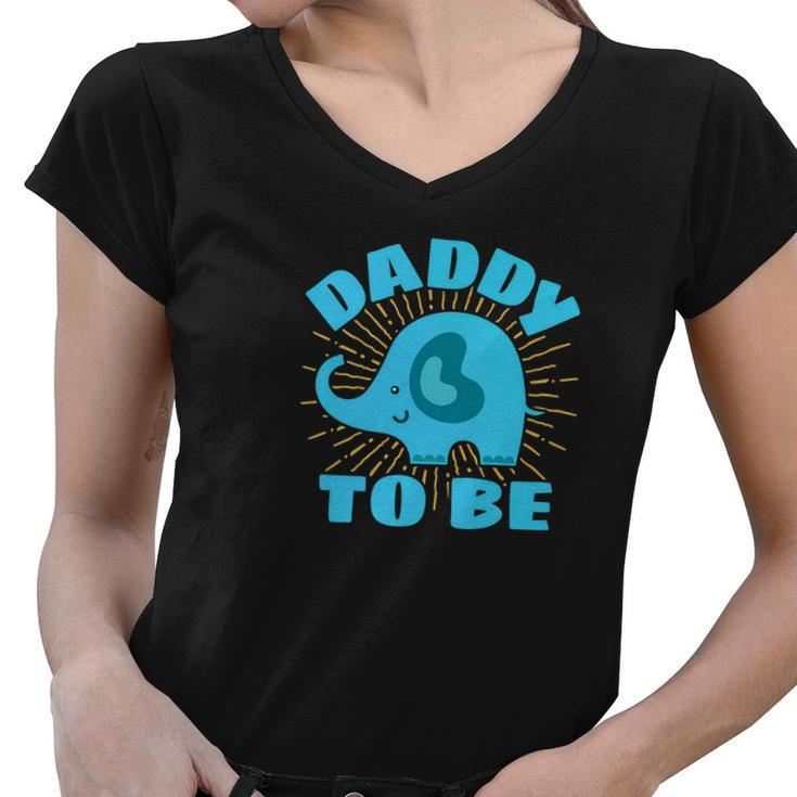 Mens Daddy To Be Elephant Blue Gender Reveal Baby Shower Women V-Neck T-Shirt