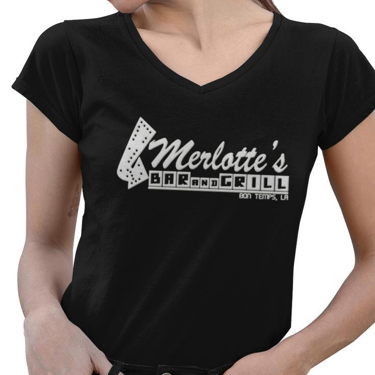 Merlottes Bar Grill Sign T Shirt T-Shirt Women V-Neck T-Shirt