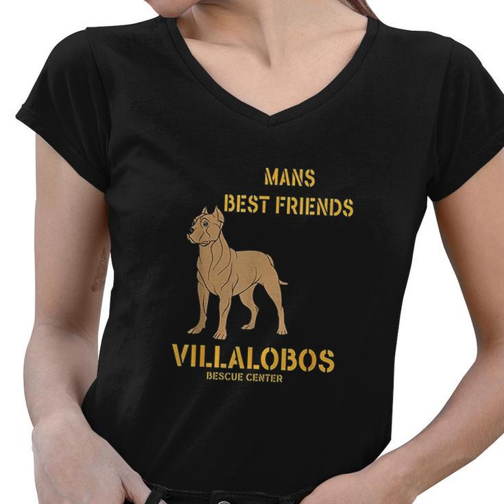 Pitbull Mans Best Friend Villalobos Rescue Women V-Neck T-Shirt